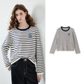 Striped Graphic Long-Sleeve Knit Top