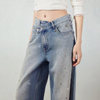 Wide-Leg Washed Jeans