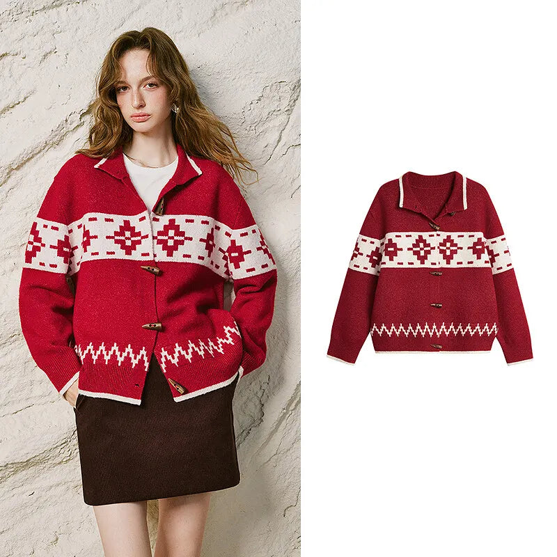Fair Isle Toggle-Front Cardigan