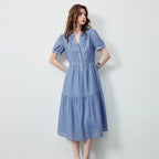 V-Neck Tiered Midi Dress