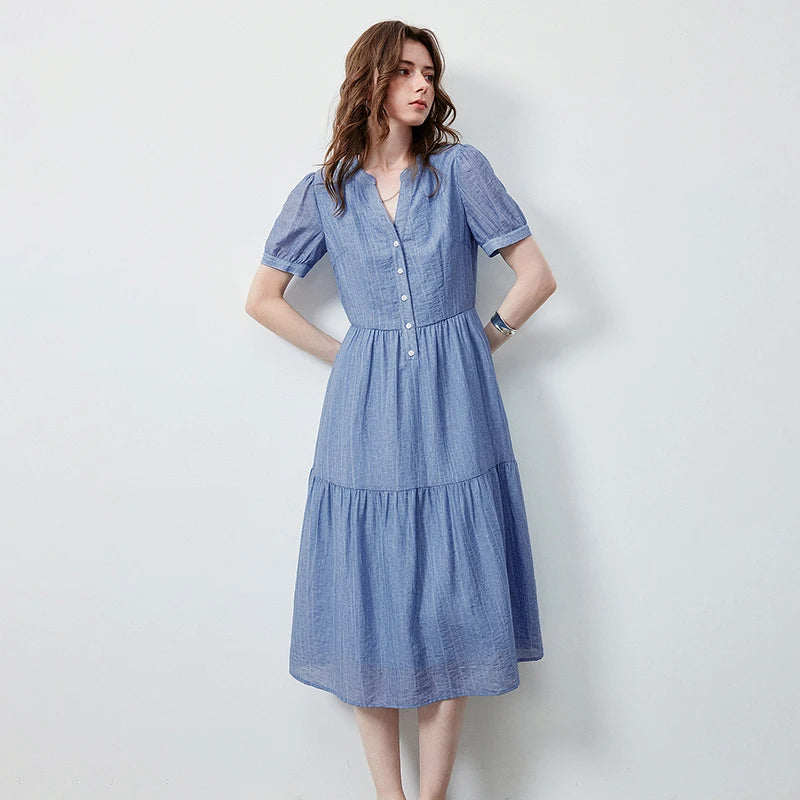 V-Neck Tiered Midi Dress