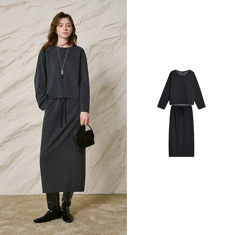 Sweatshirt and Midi Skirt Set