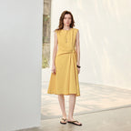Sleeveless Draped-Waist Midi Dress