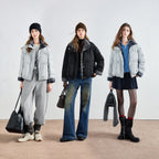 Plaid-Trim Puffer Jacket