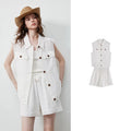 Buttoned Vest and Shorts Set