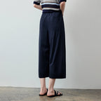 Cuffed Wide-Leg Cropped Pants