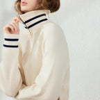 Contrast-Trim Half-Zip Knit Polo