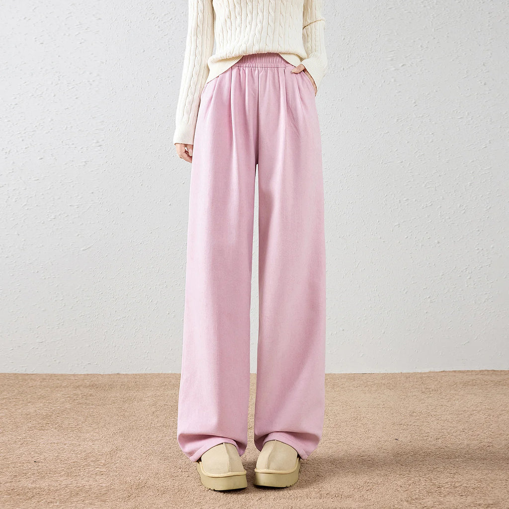 Elastic-Waist Straight-Leg Pants