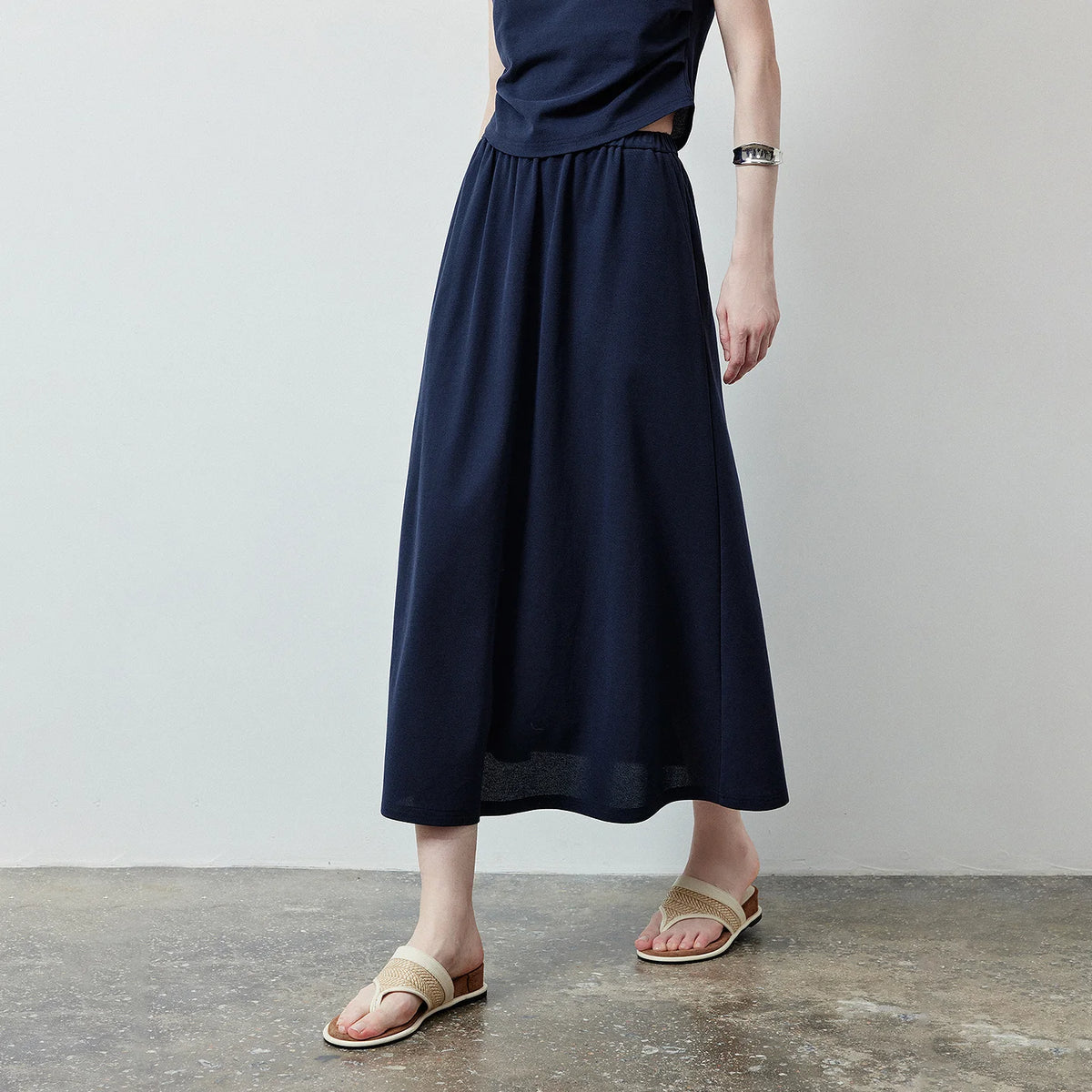 Polo Top and Midi Skirt Set