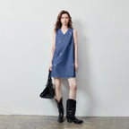Sea-Motif V-Neck Mini Dress