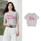 Floral Slogan Knit Top