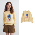 Flower-Motif Crewneck Sweater