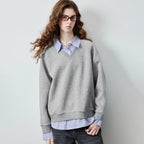 Layered-Look Striped-Collar Sweatshirt
