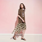 Graphic Layered-Look Plaid Dress