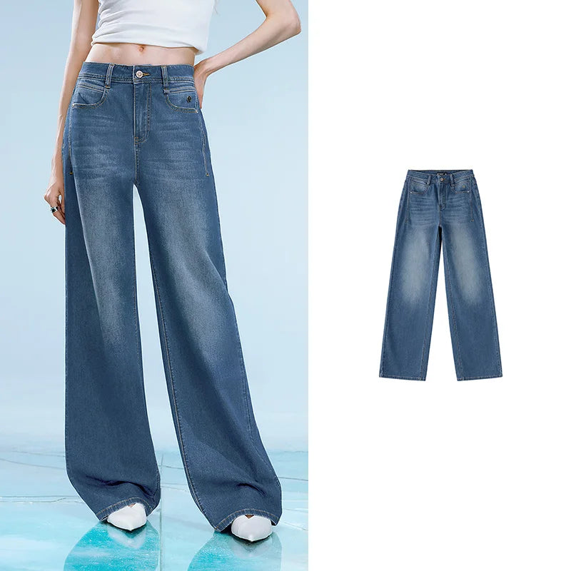 Wide-Leg Faded Jeans