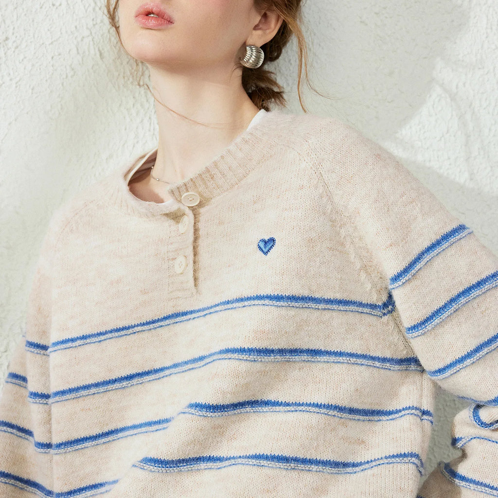 Striped Henley Knit Top