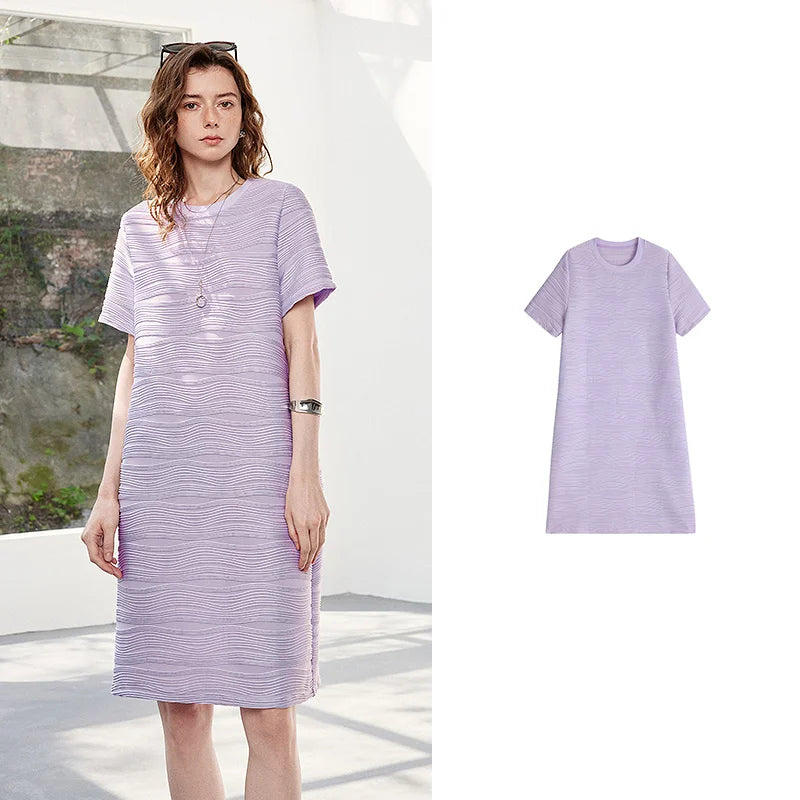 Textured Short-Sleeve T-Shirt Dress