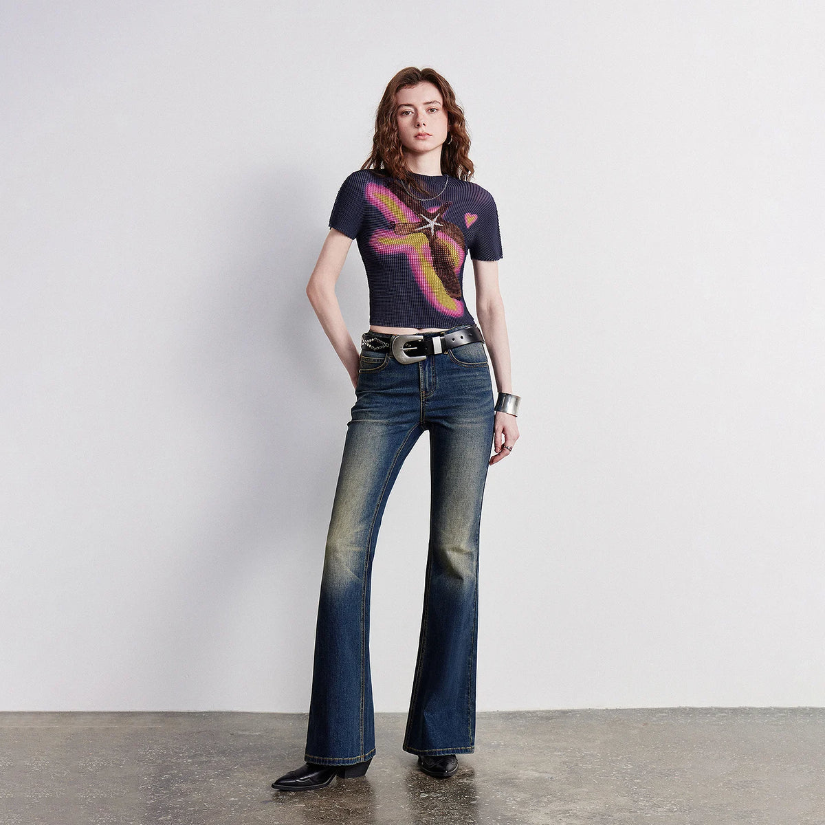 Starfish-Print Ribbed Tee