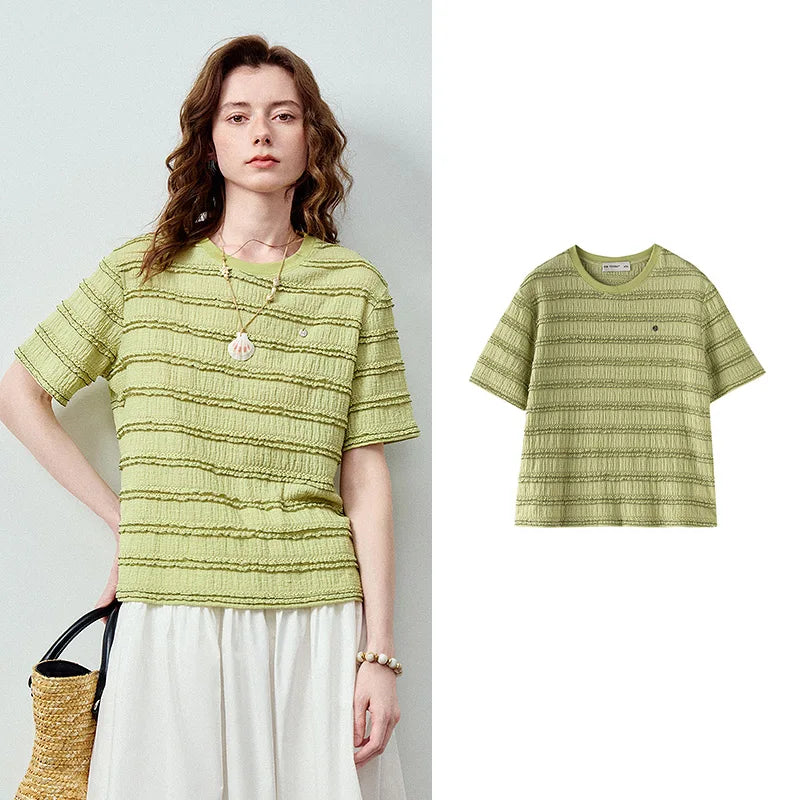 Textured Striped Knit Tee