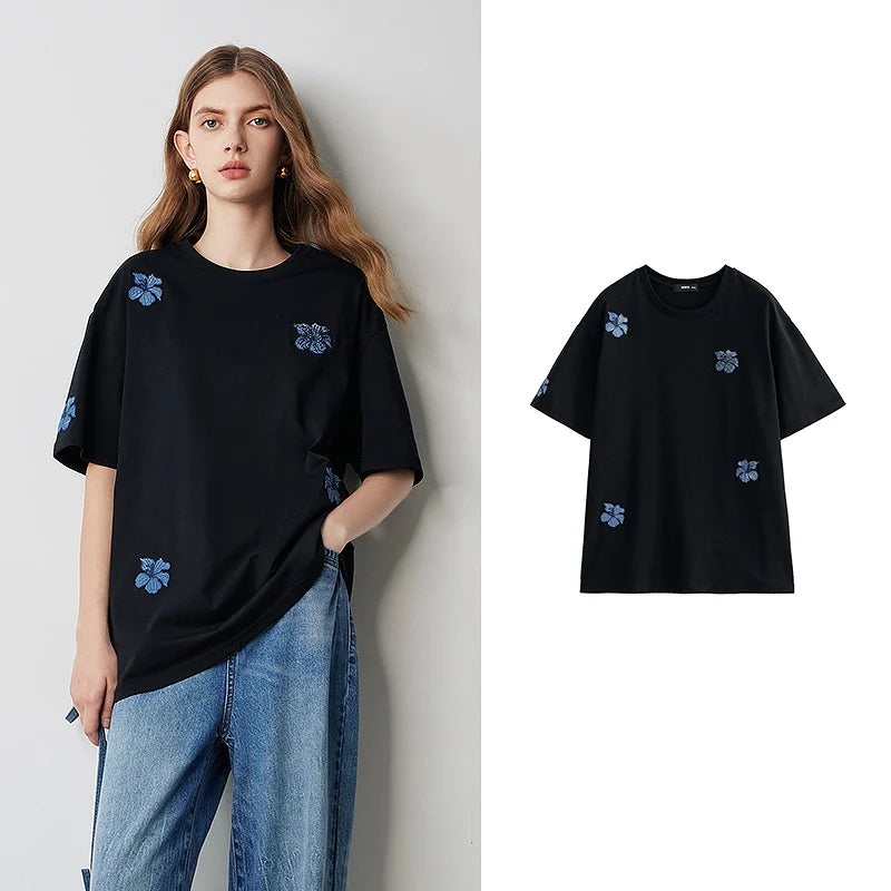 Floral-Motif Relaxed Tee