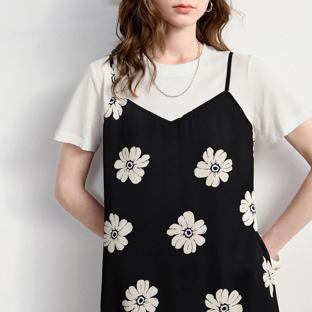 Floral Midi Pinafore Dress