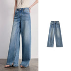 Wide-Leg Washed Jeans