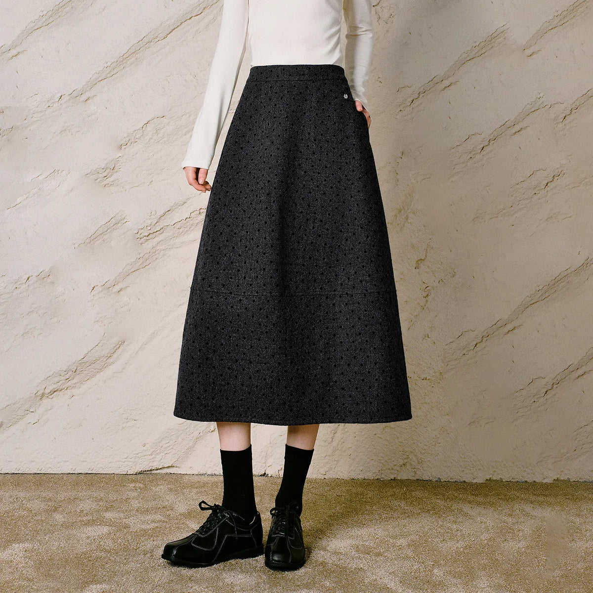 Polka-Dot Midi Skirt