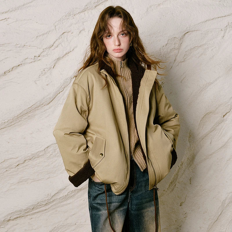 Contrast-Trim Zip Jacket