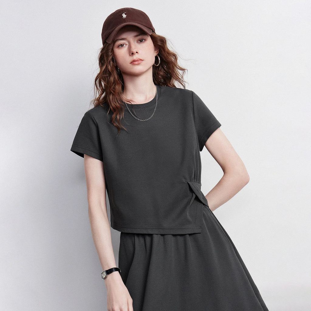 Asymmetric Tee and Midi Skirt Set