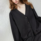 V-Neck Balloon-Sleeve Cardigan
