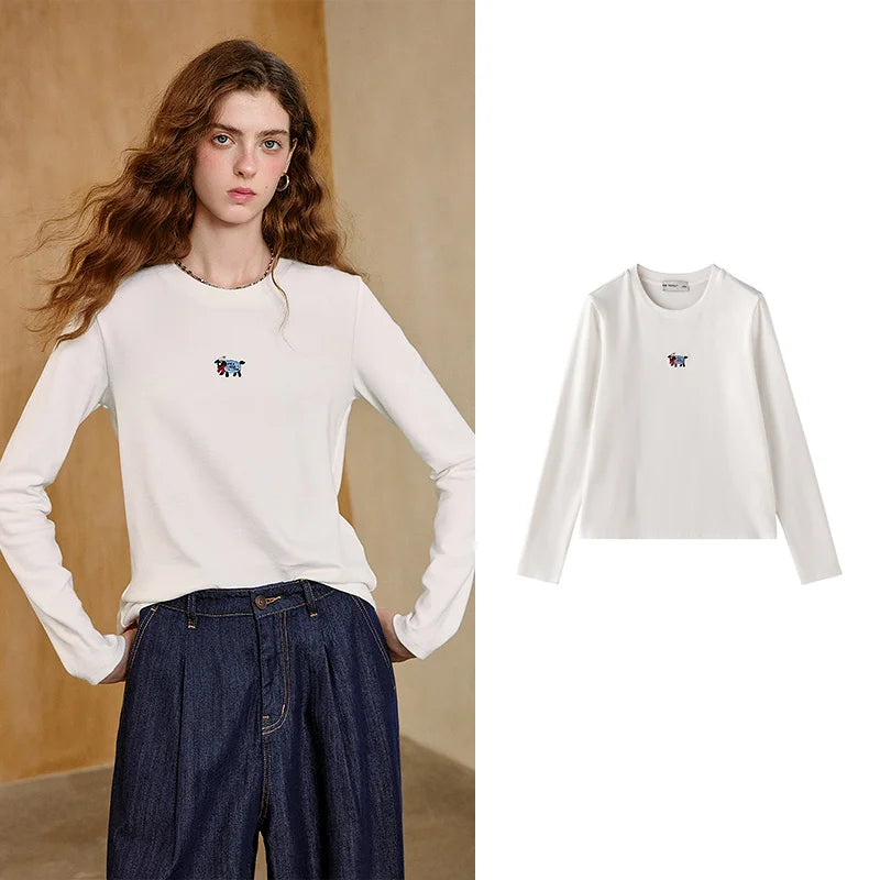 Lamb-Detail Long-Sleeve Tee