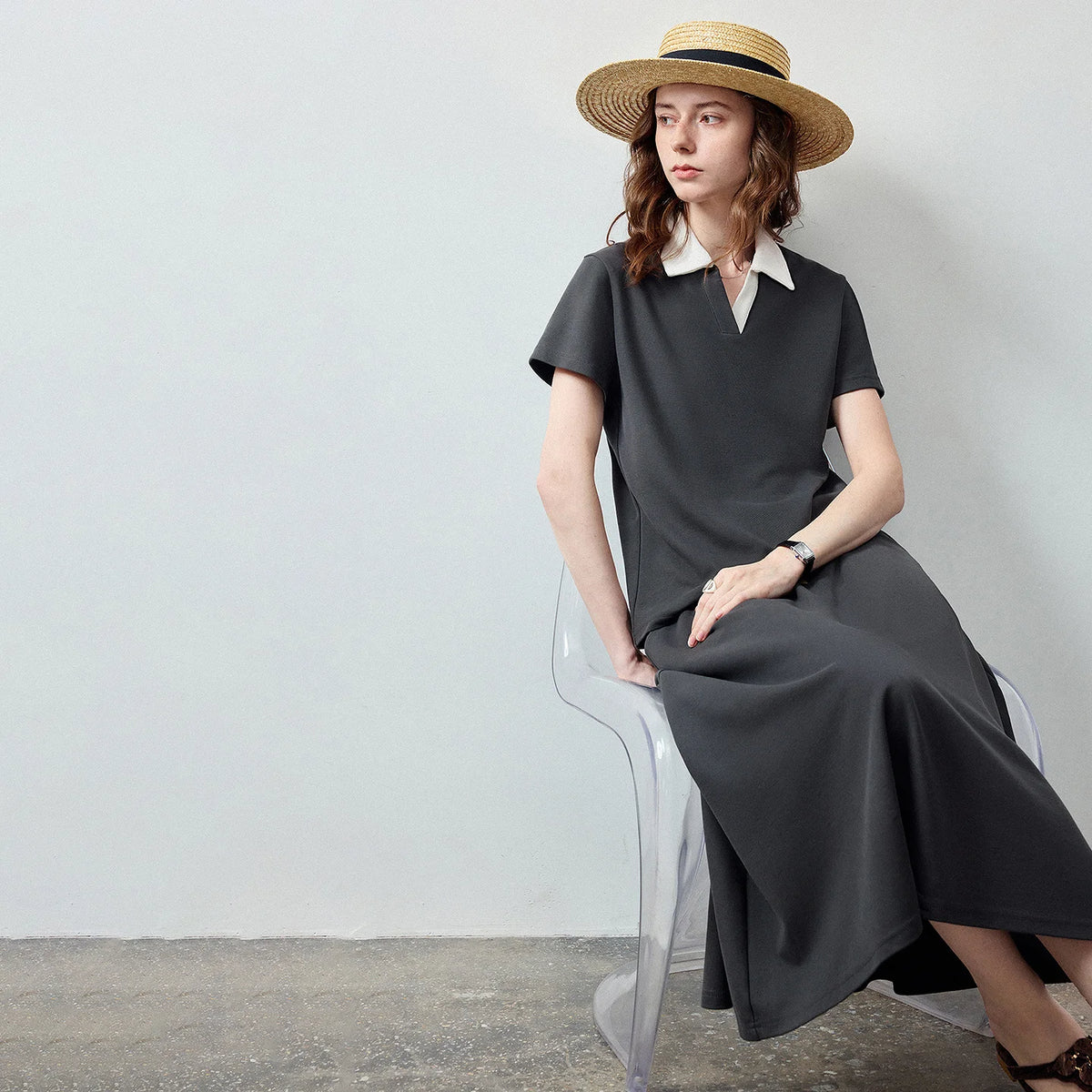 Polo Top and Midi Skirt Set