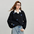 Floral-Detail Layered-Look Sweatshirt