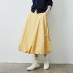 Gathered Bubble-Hem Midi Skirt