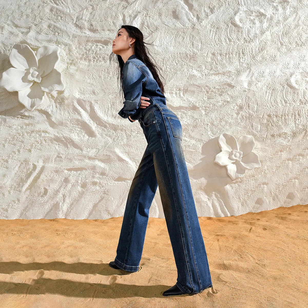 Straight-Leg Washed Jeans
