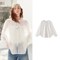 Tie-Neck Sheer Blouse