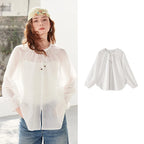 Tie-Neck Sheer Blouse