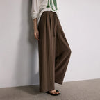 Draped Pleated Wide-Leg Pants