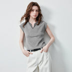 Layered-Look Collared Knit Vest