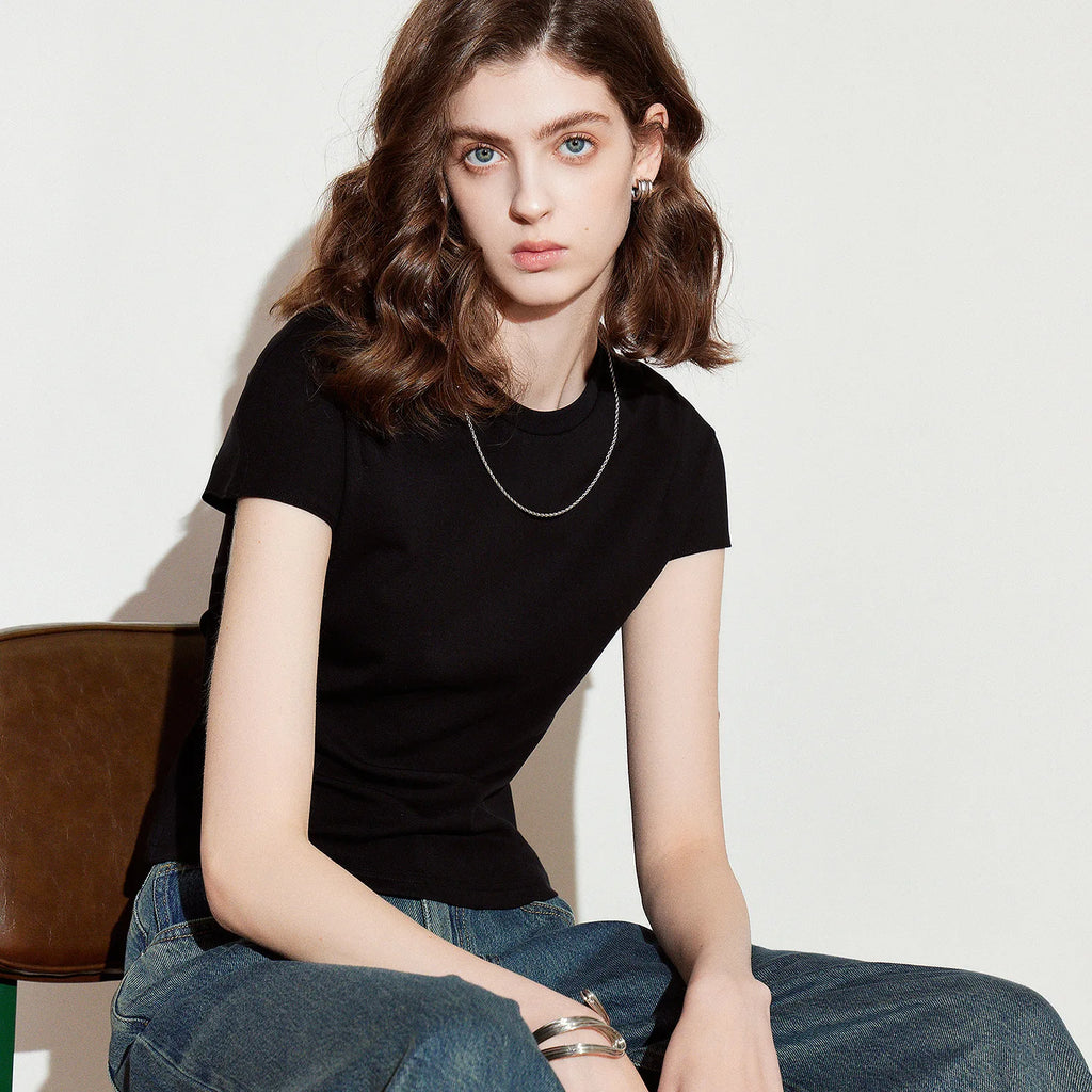 Cap-Sleeve Crewneck Tee