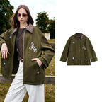 Motif-Detail Contrast-Collar Overshirt