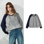 Asymmetric-Sleeve Patchwork Sweatshirt