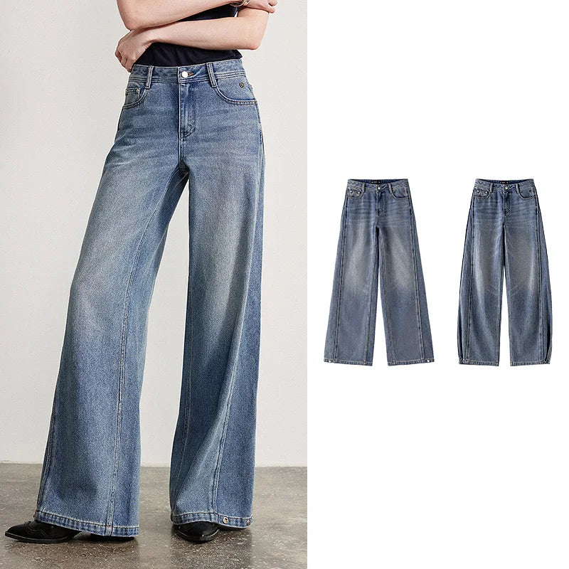 Seamed Wide-Leg Jeans