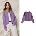 Crewneck Cable-Knit Cardigan
