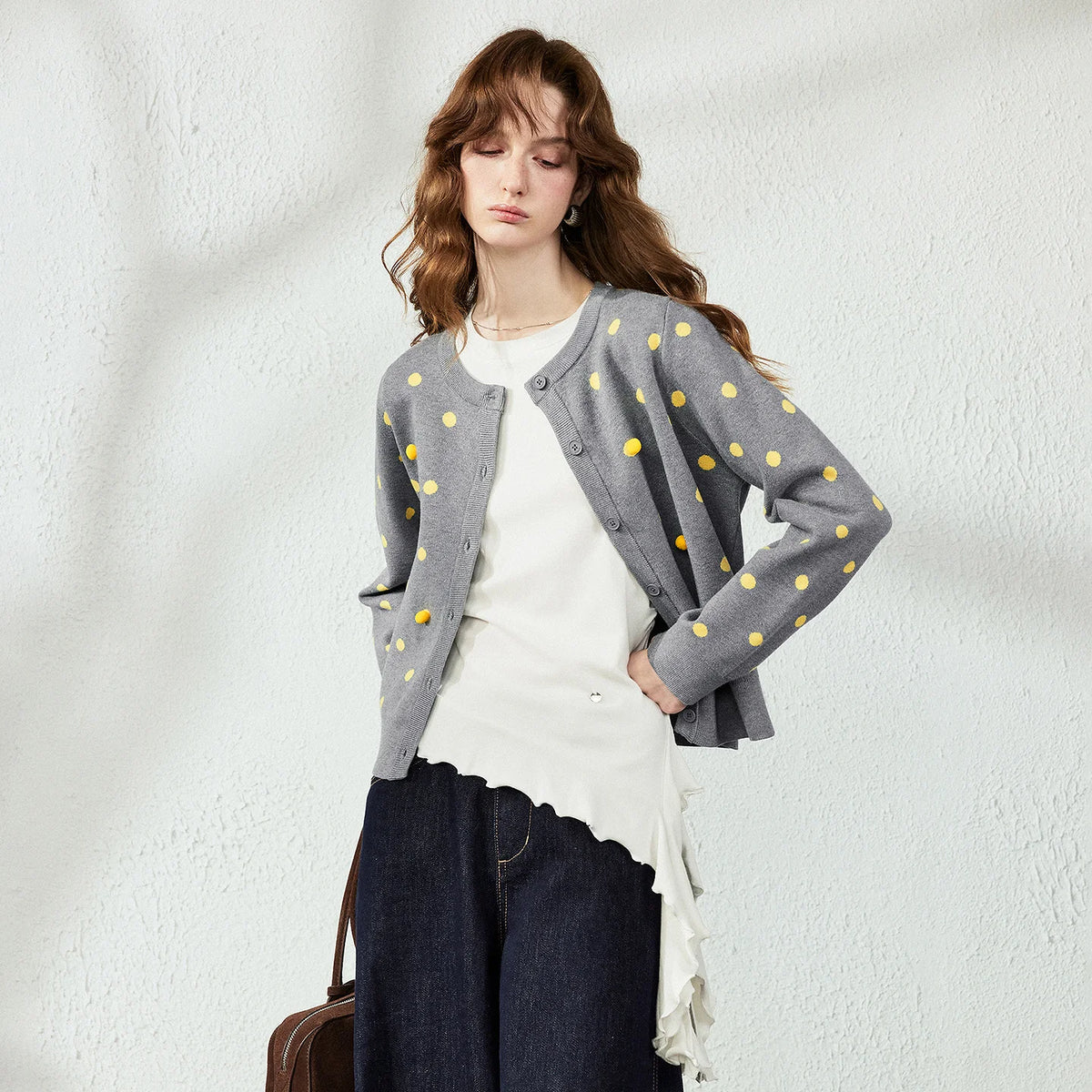Scalloped-Hem Long-Sleeve Top