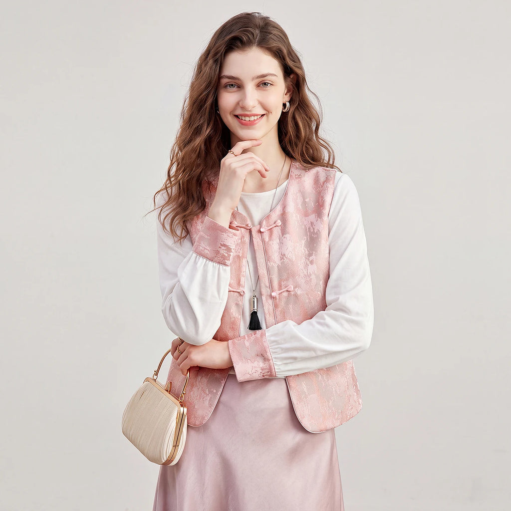 Textured Vest and Blouse Set