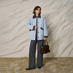 Contrast-Trim Quilted Jacket