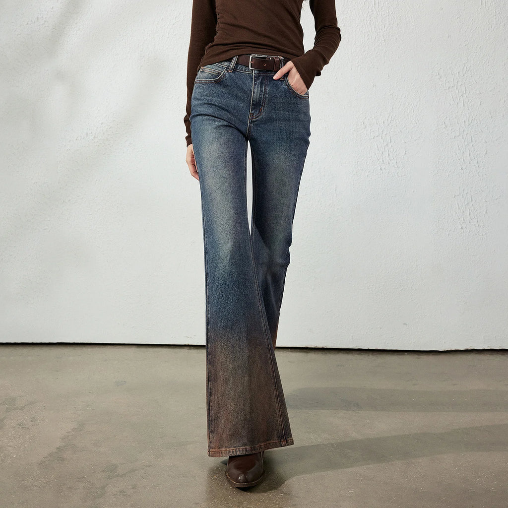 Gradient-Wash Flared Jeans