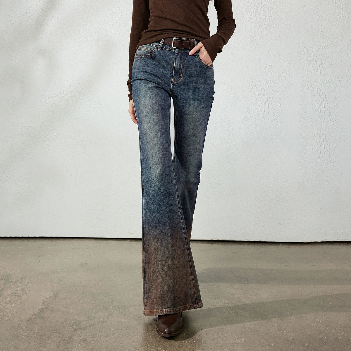 Gradient-Wash Flared Jeans