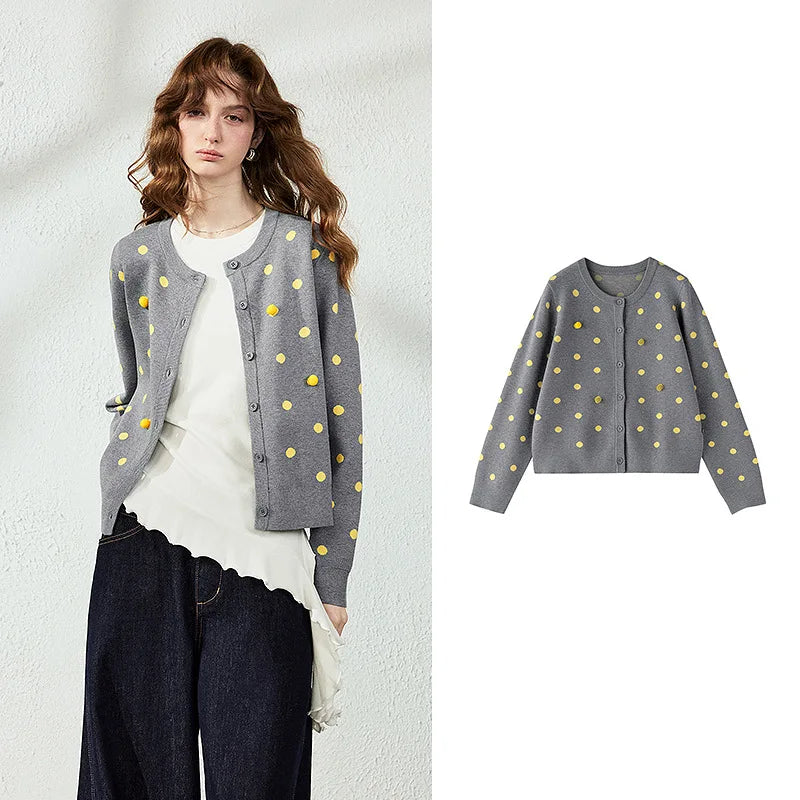 Textured Dot Knit Cardigan